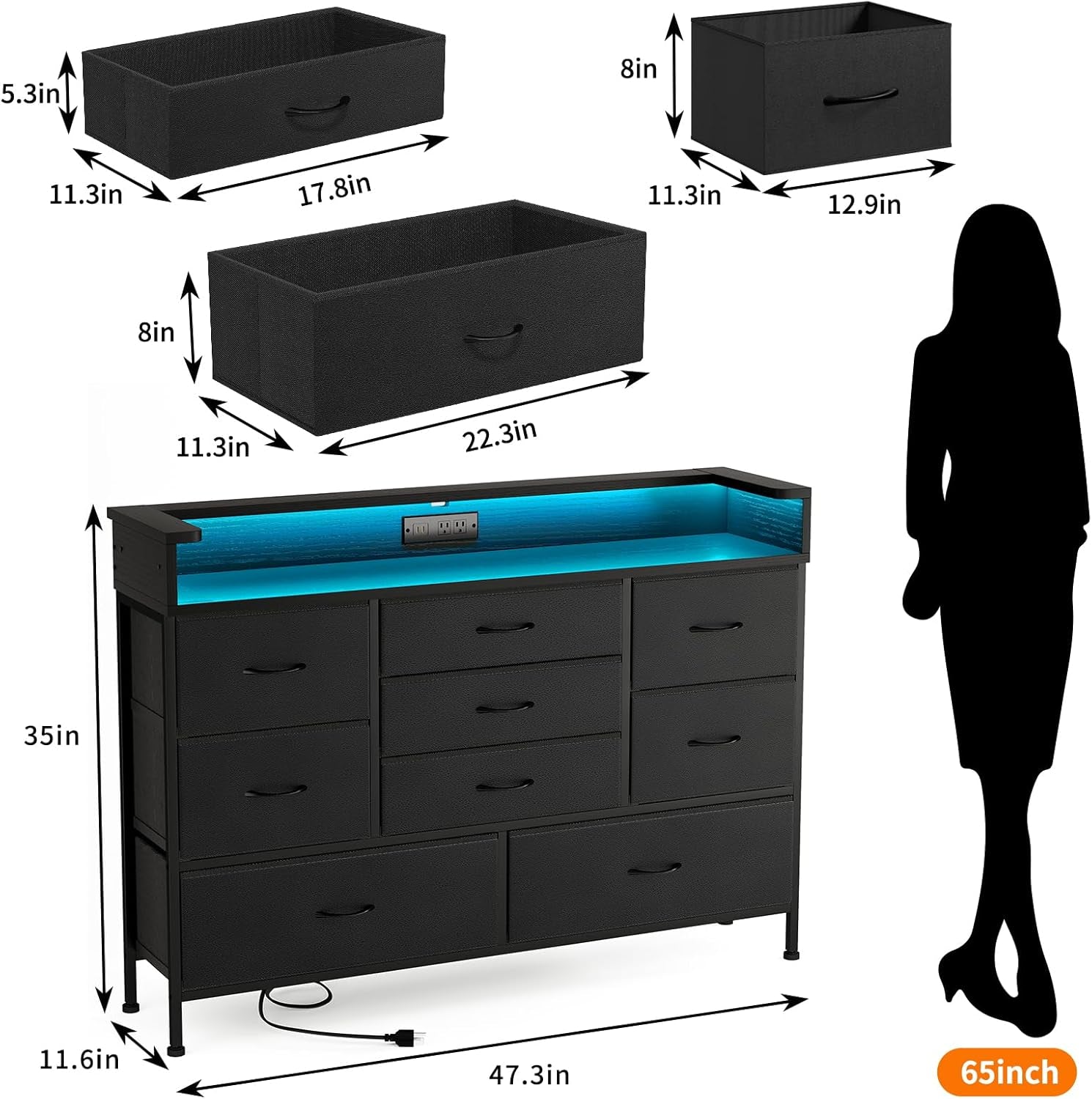 Modern Dresser with 9 Drawers