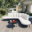 Arcadia Patio Half- Moon Curved Outdoor Furniture Sofa Set with Coffee Table,