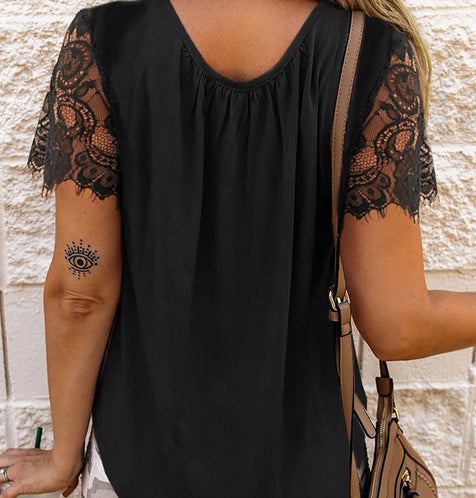 Arcadia Black Lace Short Sleeve Top