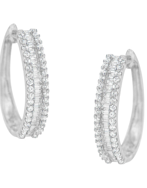 Load image into Gallery viewer, 10K White Gold Diamond Hoop Earrings (3/4 cttw, I-J Color, I2-I3 Clari
