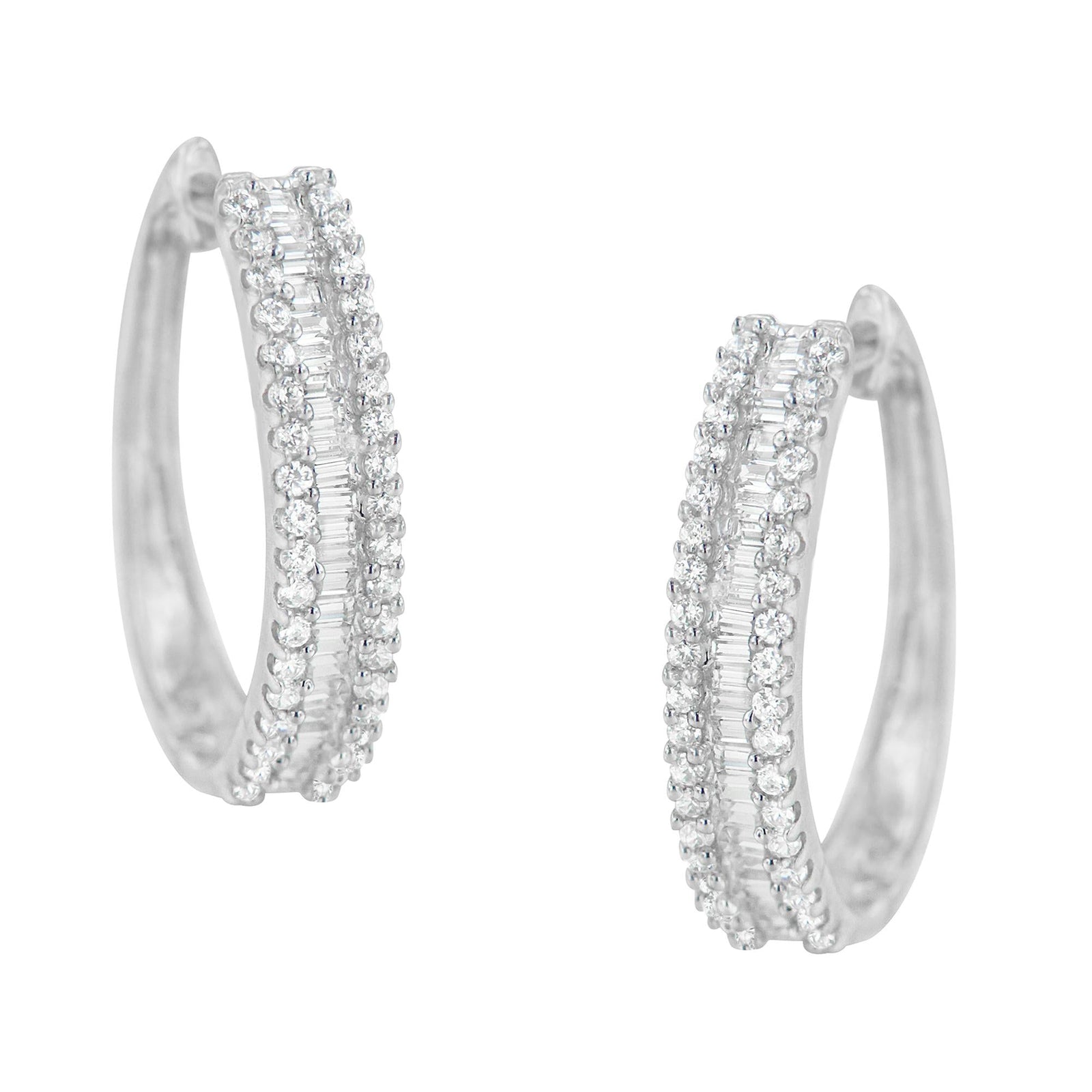 10K White Gold Diamond Hoop Earrings (3/4 cttw, I-J Color, I2-I3 Clari