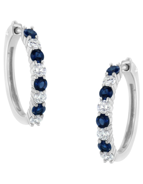 Load image into Gallery viewer, Arcadia 10K White Gold Sapphire and Diamond Hoop Earrings
