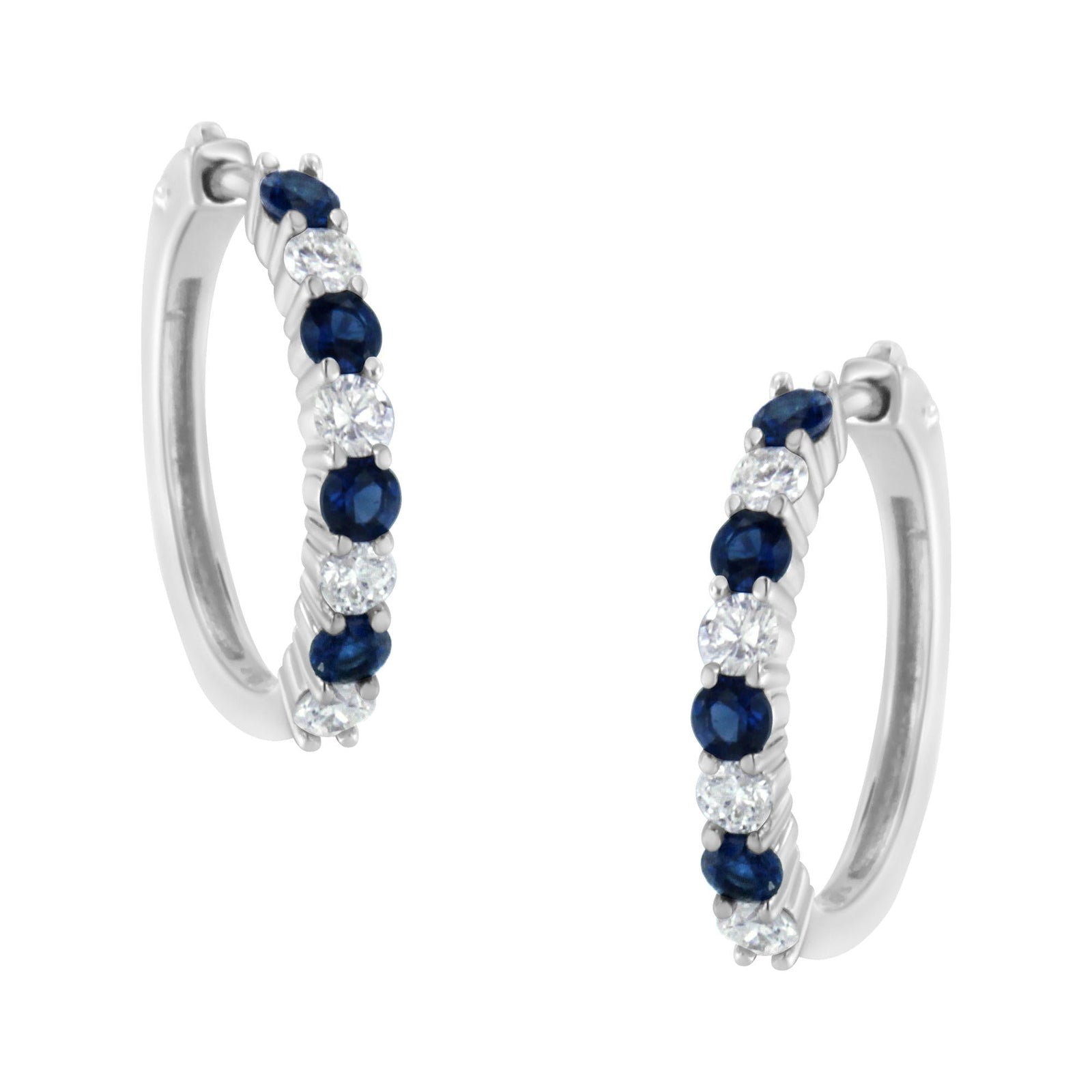 Arcadia 10K White Gold Sapphire and Diamond Hoop Earrings