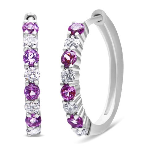 Arcadia 10K White Gold Sapphire and Diamond Hoop Earrings