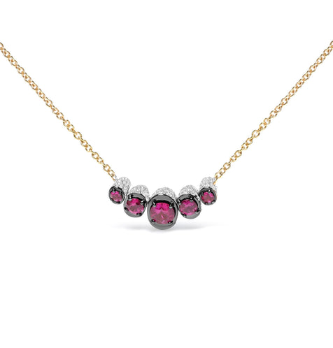 Arcadia 18K Rose Gold Diamonds and Red Ruby Choker