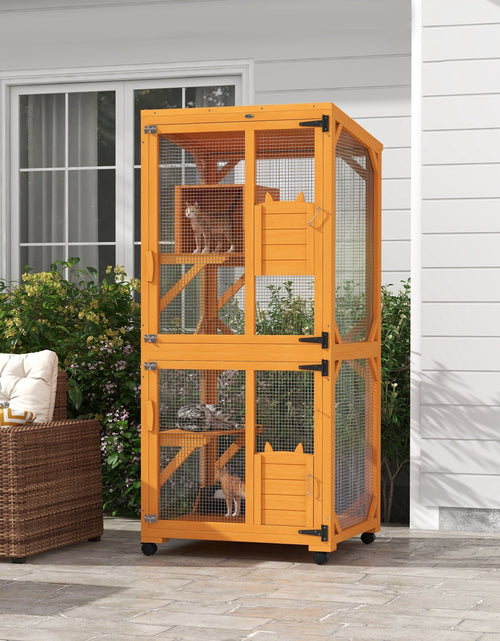 Load image into Gallery viewer, Cat Tree House with Scratching Post and Wheels
