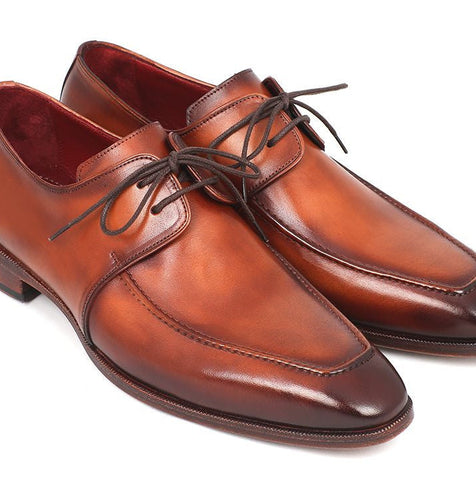 Paul Parkman Brown Leather Apron Derby Shoes For Men