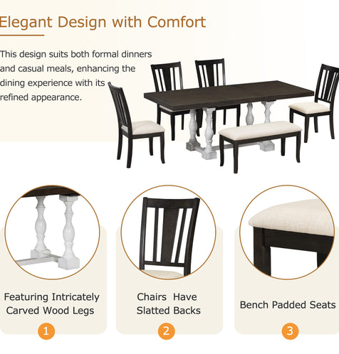 6-Piece Dining Table Set With Chairs