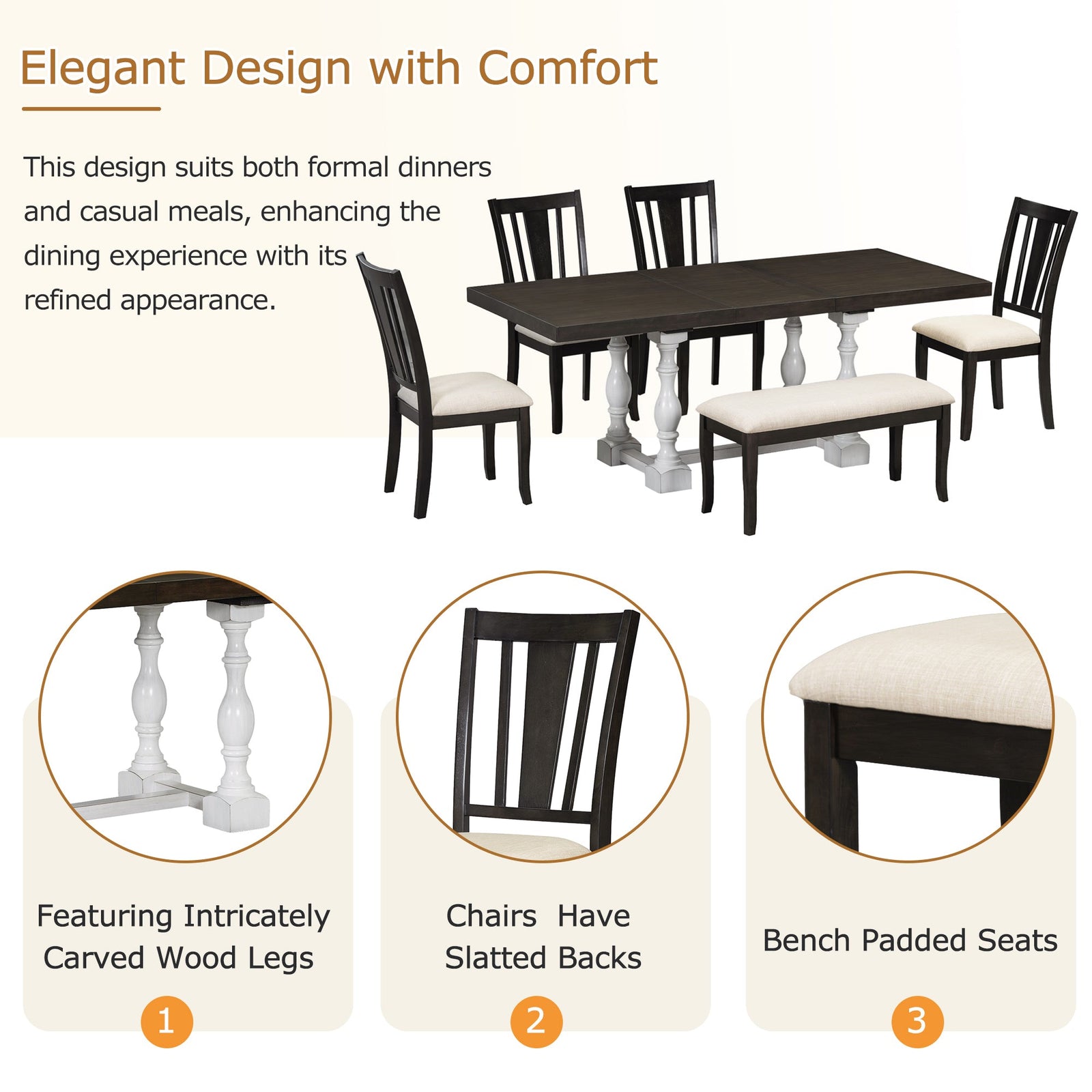 6-Piece Dining Table Set With Chairs