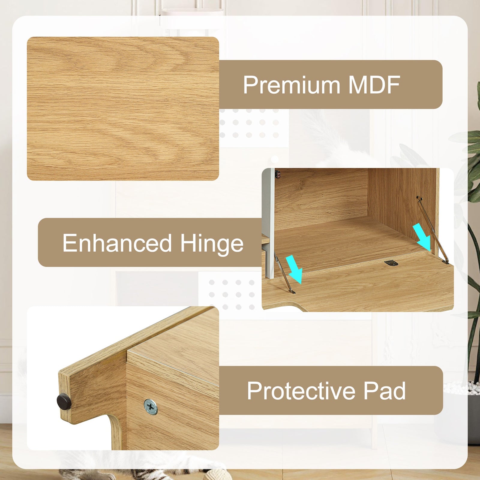 Modern 2-in-1 Cat Litter Box Enclosure Side Table – Hidden Cat House