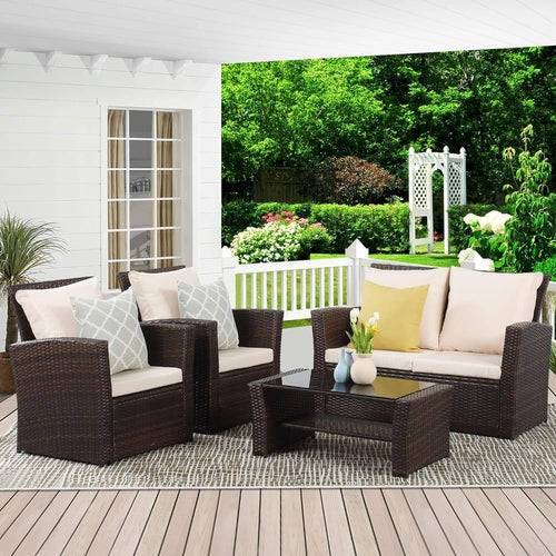 Load image into Gallery viewer, Designer 4 Piece Outdoor Patio Furniture Set
