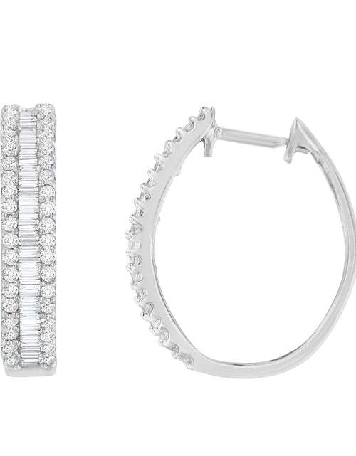 Load image into Gallery viewer, 10K White Gold Diamond Hoop Earrings (3/4 cttw, I-J Color, I2-I3 Clari
