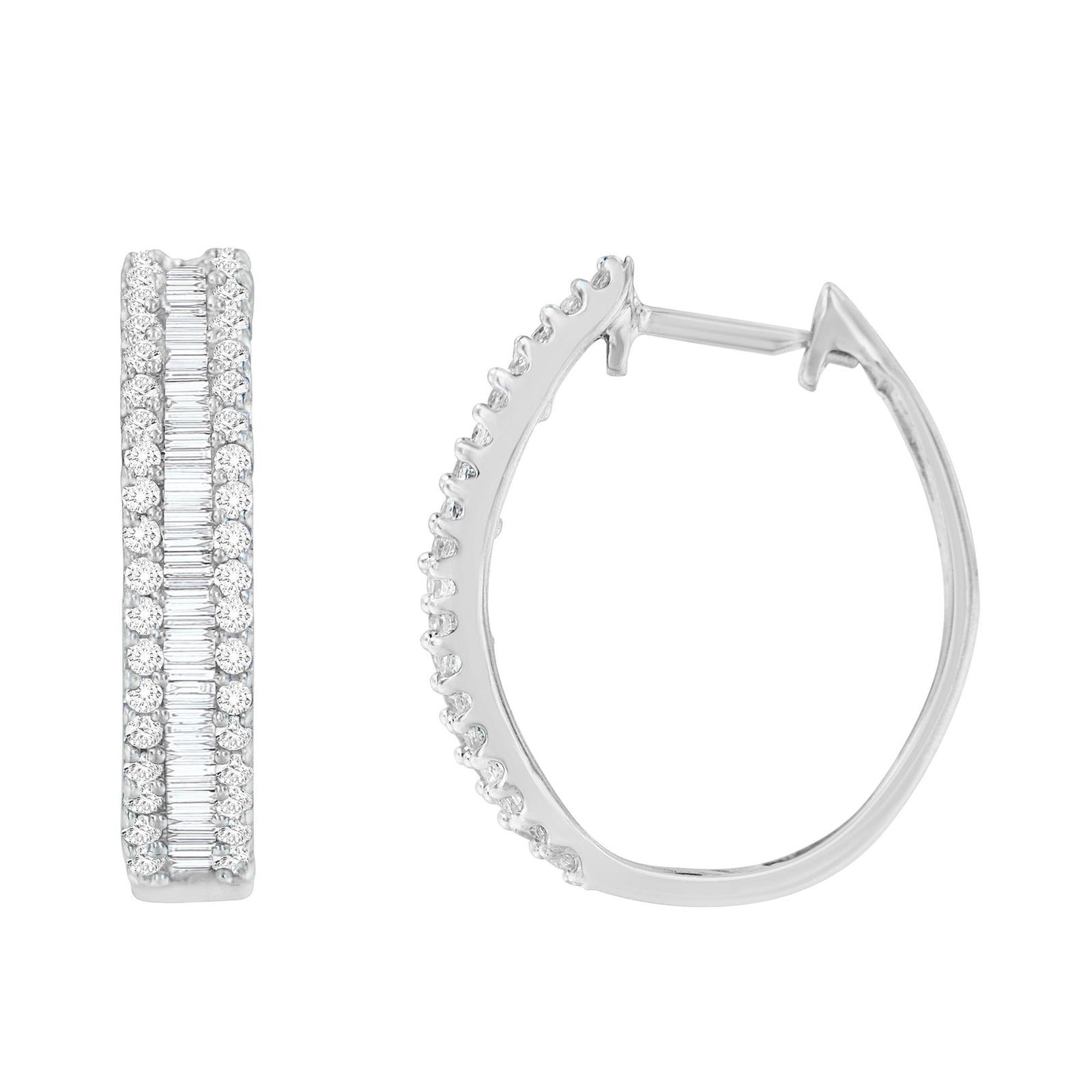 10K White Gold Diamond Hoop Earrings (3/4 cttw, I-J Color, I2-I3 Clari