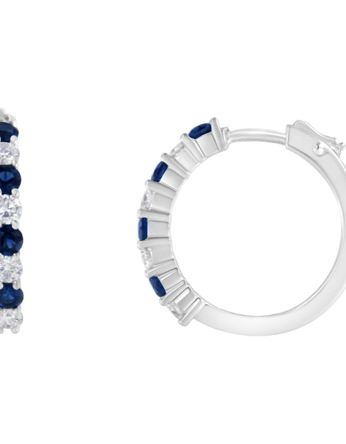 Load image into Gallery viewer, Arcadia 10K White Gold Sapphire and Diamond Hoop Earrings
