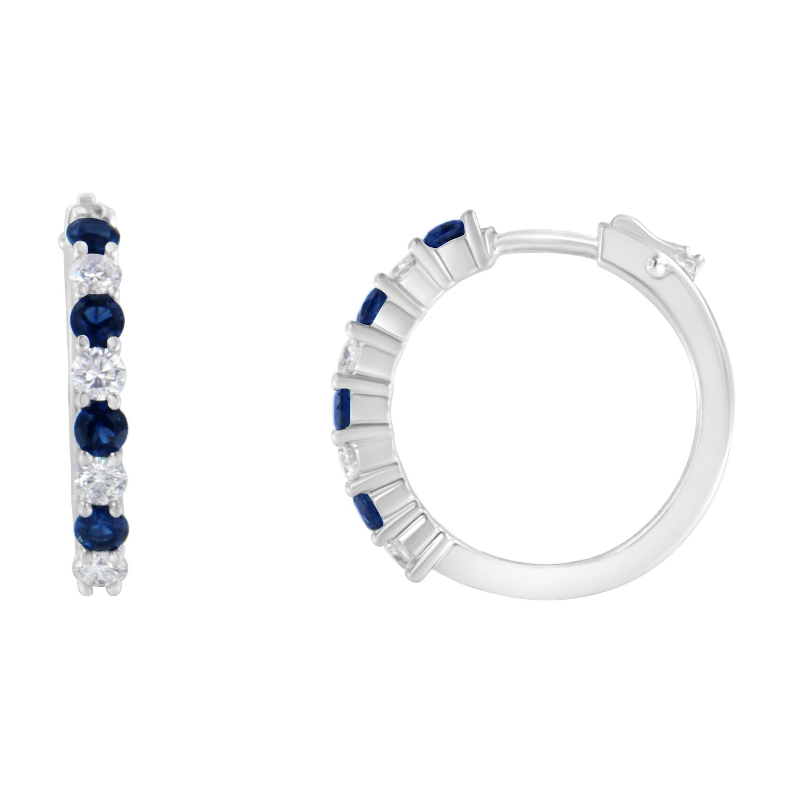 Arcadia 10K White Gold Sapphire and Diamond Hoop Earrings