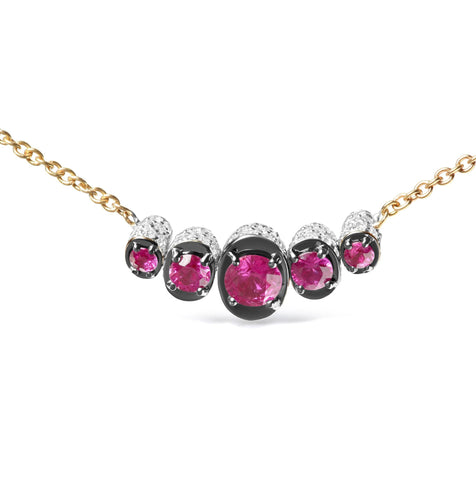 Arcadia 18K Rose Gold Diamonds and Red Ruby Choker