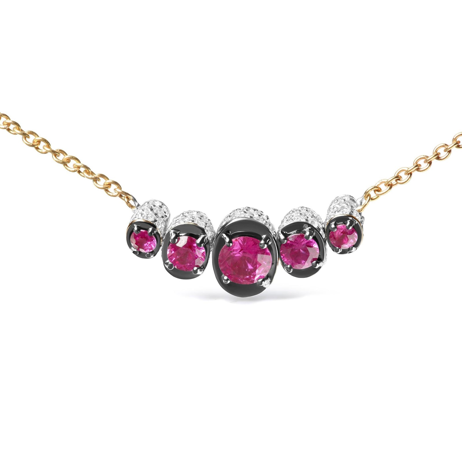 Arcadia 18K Rose Gold Diamonds and Red Ruby Choker