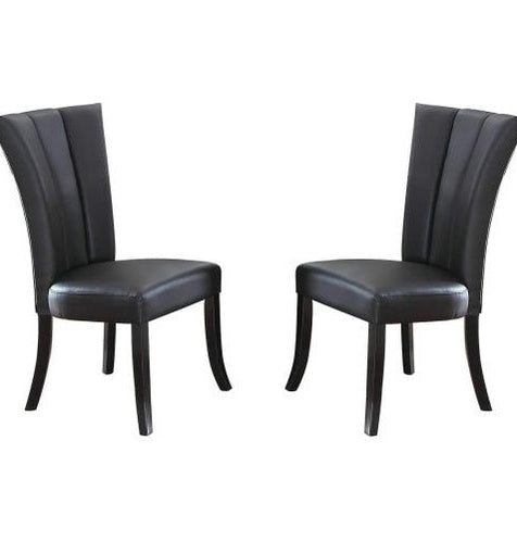 Fine Black Leather Chairs. Set Of 2pc Chairs Dining