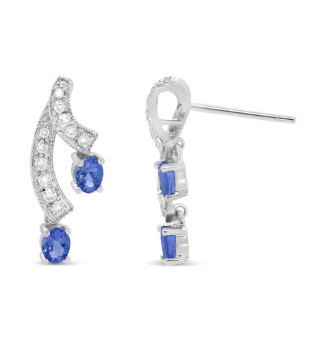 Arcadia 14K White Gold Diamond Natural Blue Tanzanite Earrings