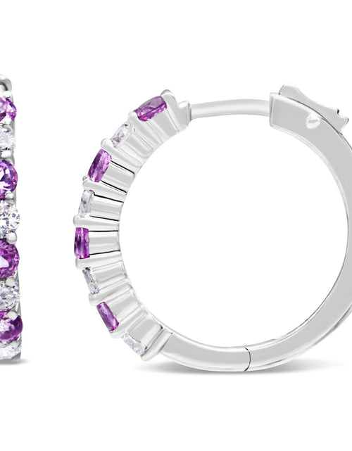 Load image into Gallery viewer, Arcadia 10K White Gold Sapphire and Diamond Hoop Earrings
