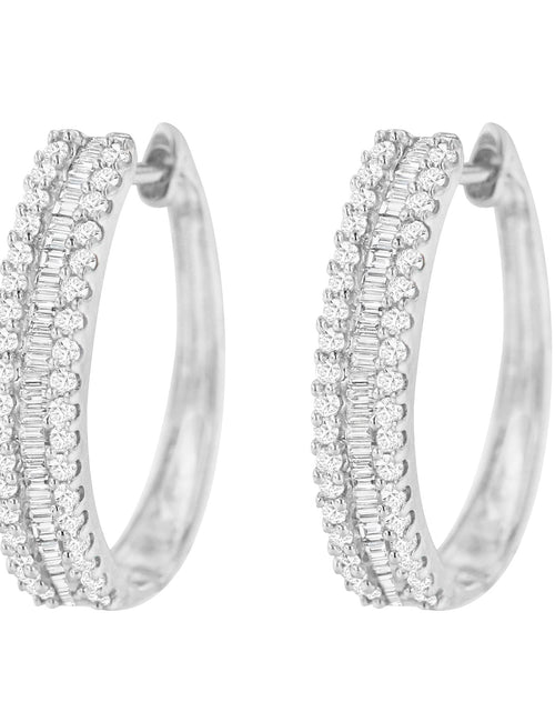 Load image into Gallery viewer, 10K White Gold Diamond Hoop Earrings (3/4 cttw, I-J Color, I2-I3 Clari
