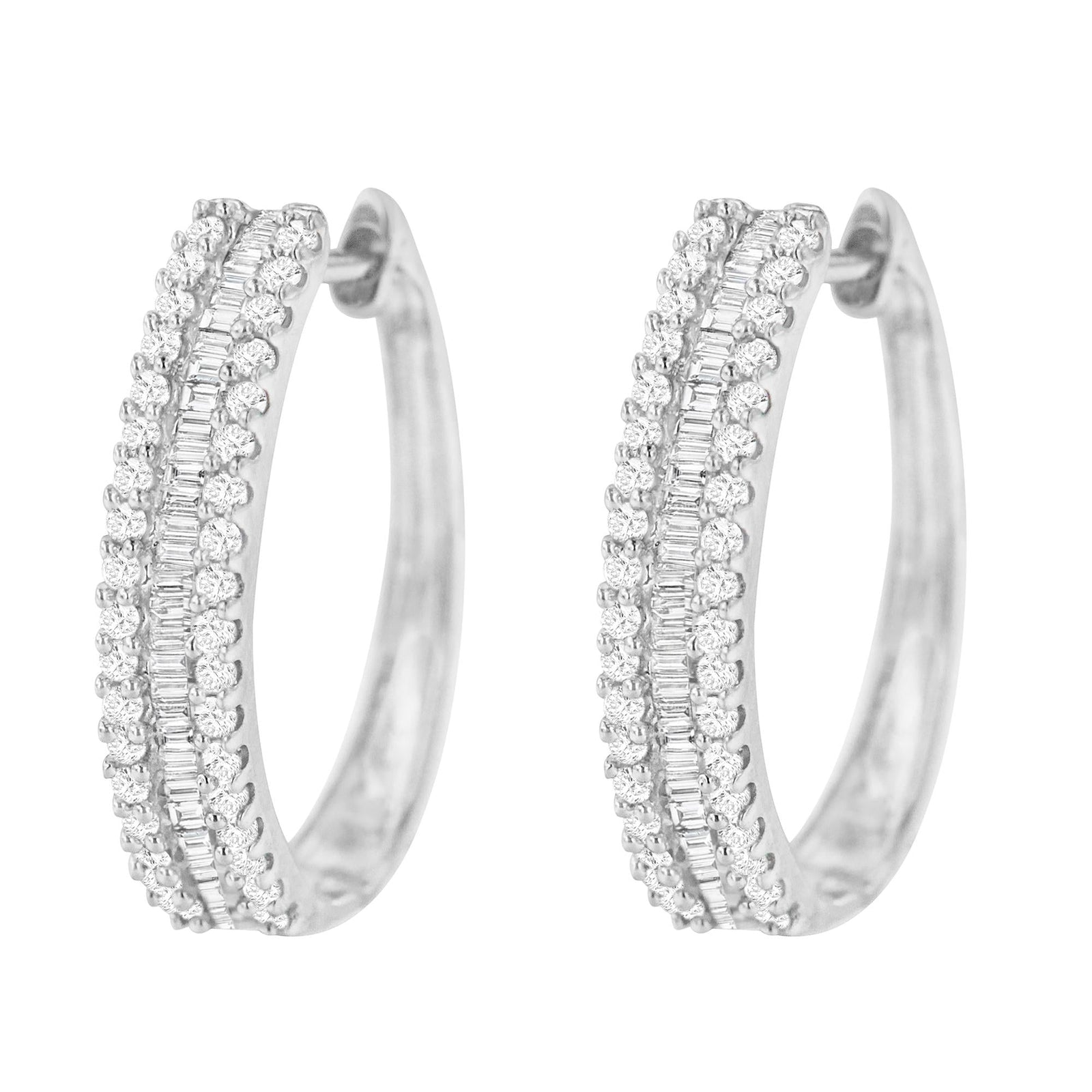 10K White Gold Diamond Hoop Earrings (3/4 cttw, I-J Color, I2-I3 Clari