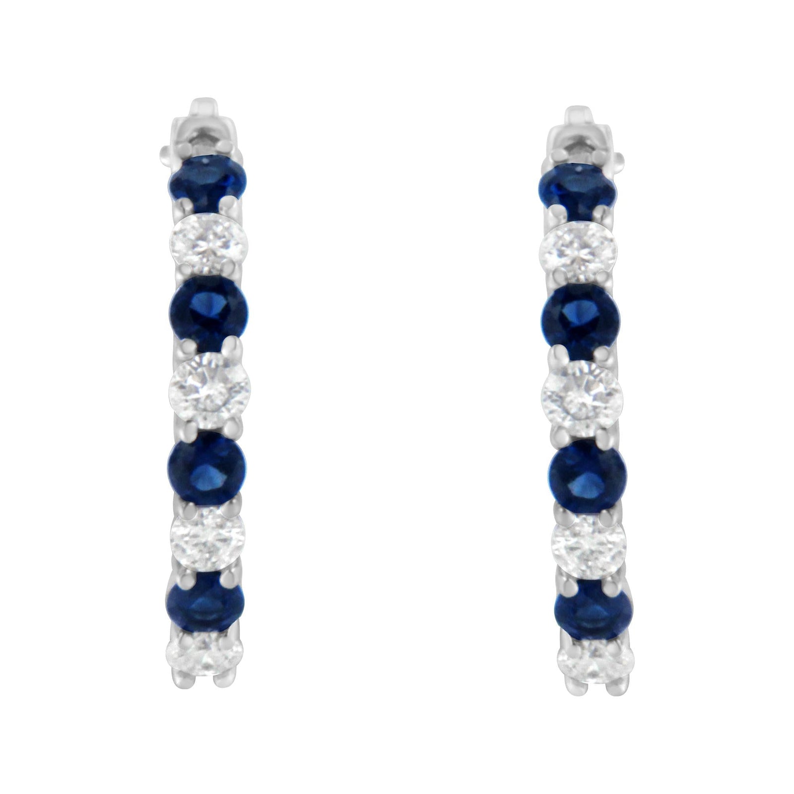 Arcadia 10K White Gold Sapphire and Diamond Hoop Earrings