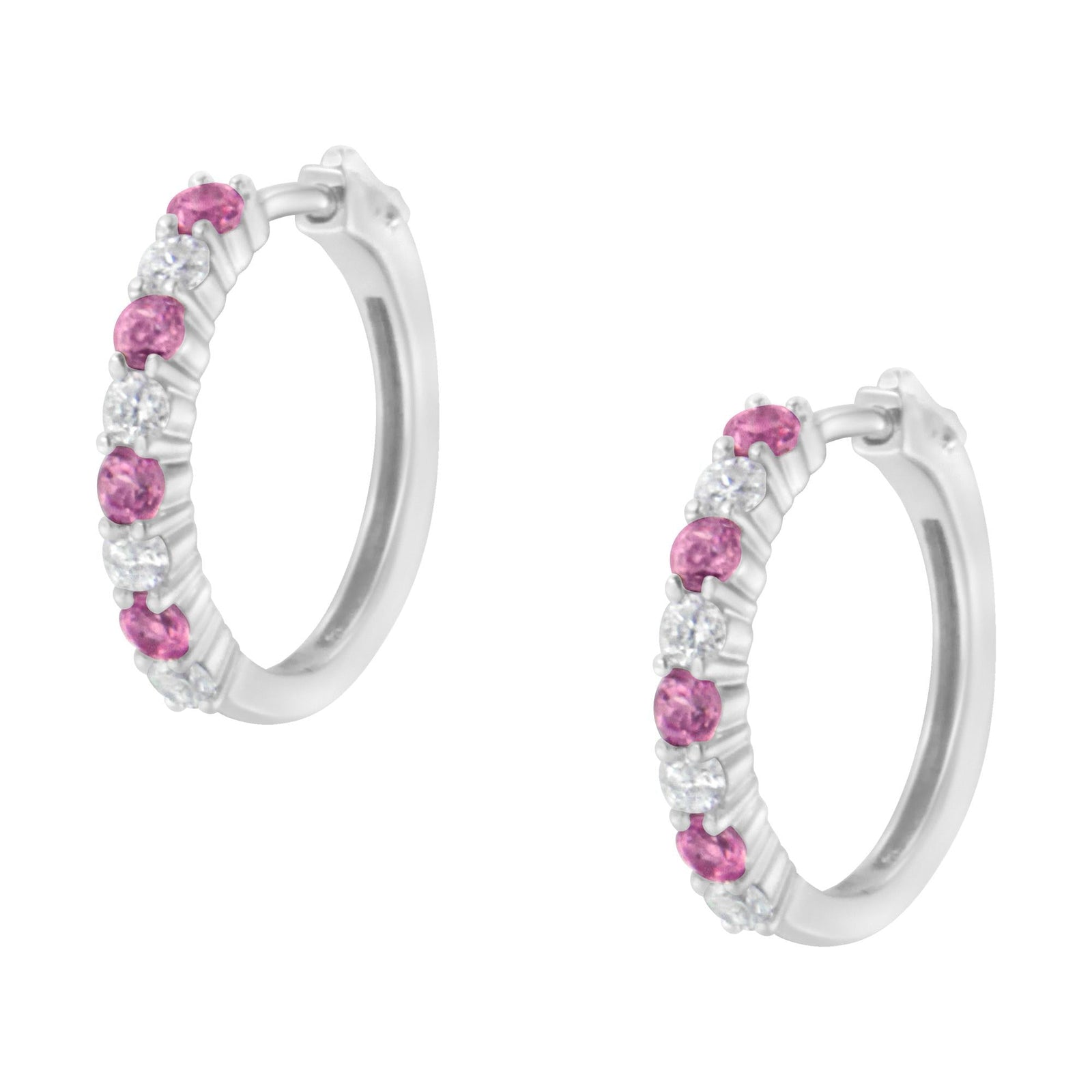 Arcadia 10K White Gold Sapphire and Diamond Hoop Earrings