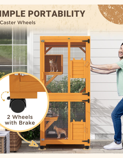 Load image into Gallery viewer, Cat Tree House with Scratching Post and Wheels
