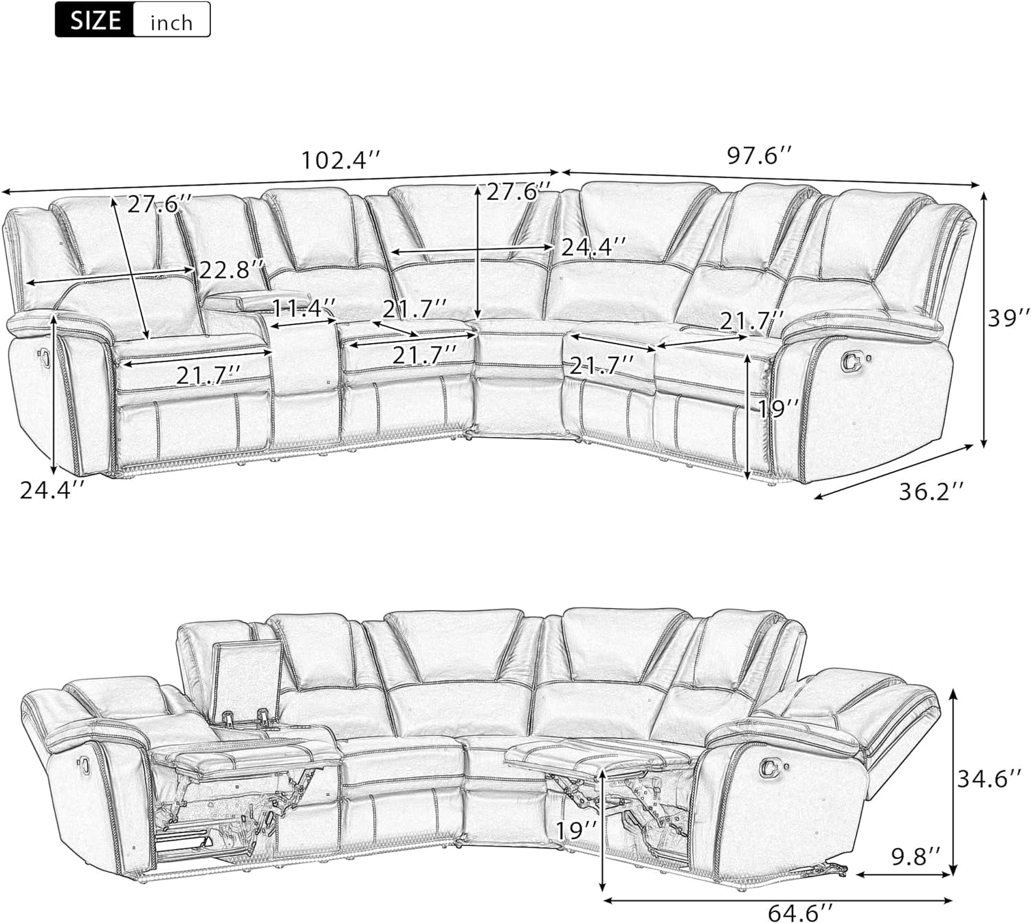 Arcadia Faux Leather Sectional Sofa