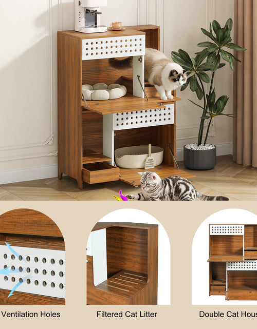 Load image into Gallery viewer, Modern 2-in-1 Cat Litter Box Enclosure Side Table – Hidden Cat House
