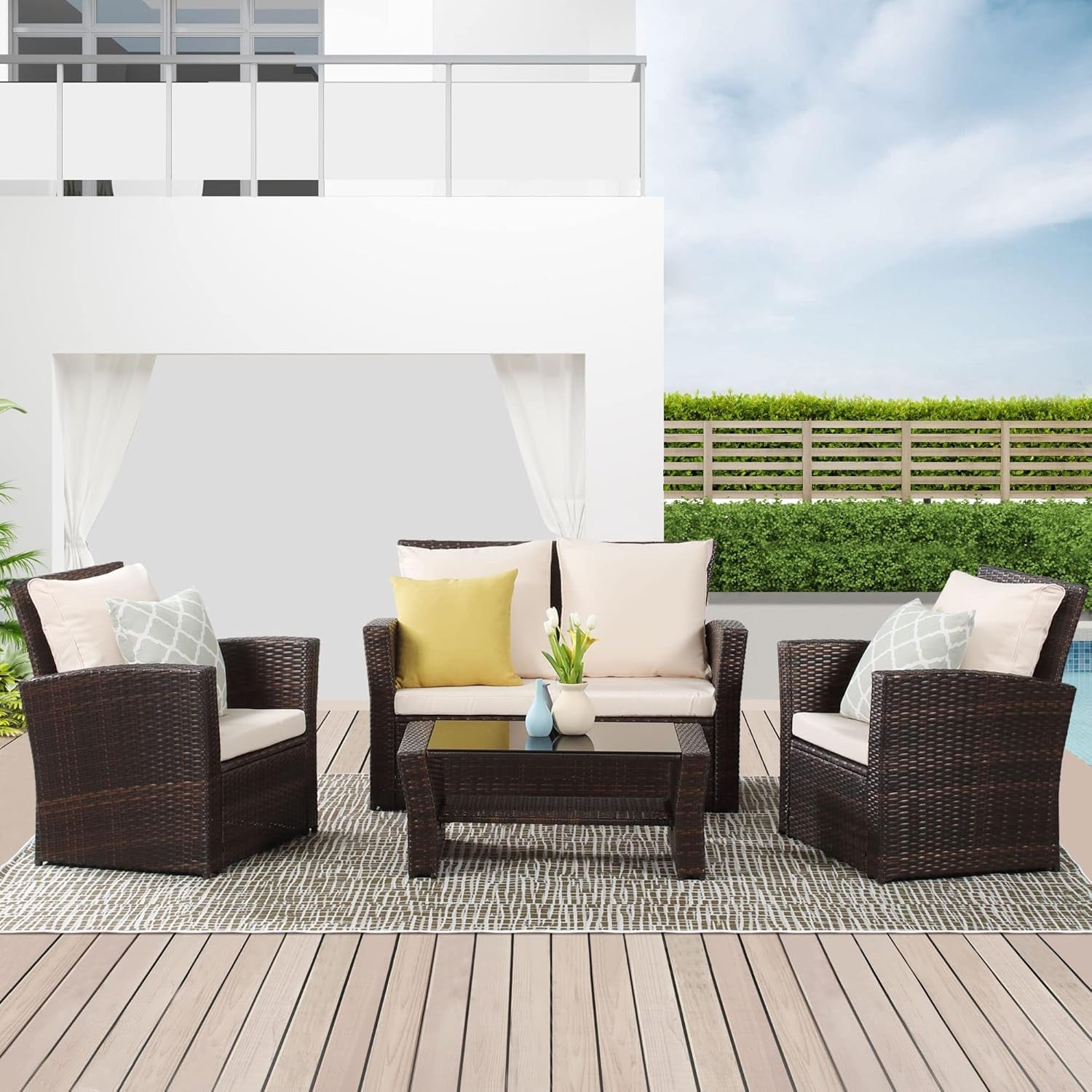 Designer 4 Piece Outdoor Patio Furniture Set