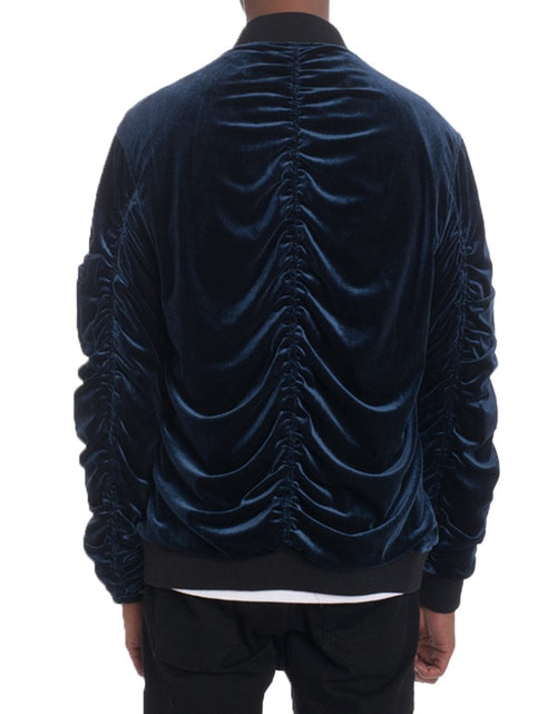 Load image into Gallery viewer, Velour Cinch Sleeve Bomber Jacket
