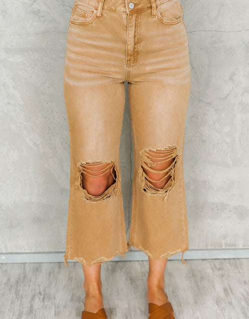 Load image into Gallery viewer, Arcadia Imported Distressed Cropped Flare Jeans
