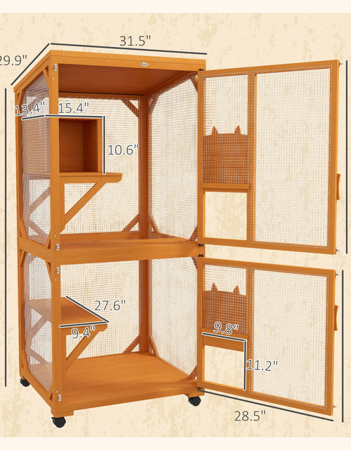 Load image into Gallery viewer, Cat Tree House with Scratching Post and Wheels
