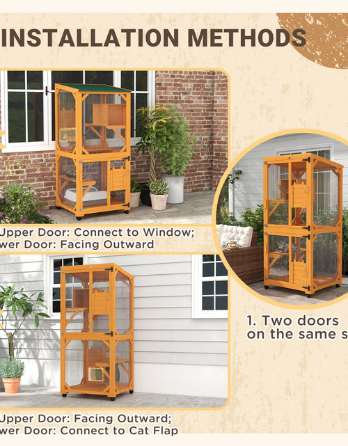 Load image into Gallery viewer, Cat Tree House with Scratching Post and Wheels
