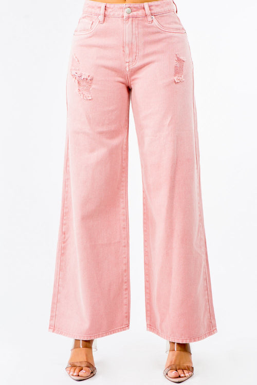 Arcadia Imported Distressed Wide Leg Jeans