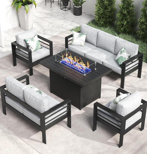 Aluminum Furniture Set 5 Pieces Patio Sectional