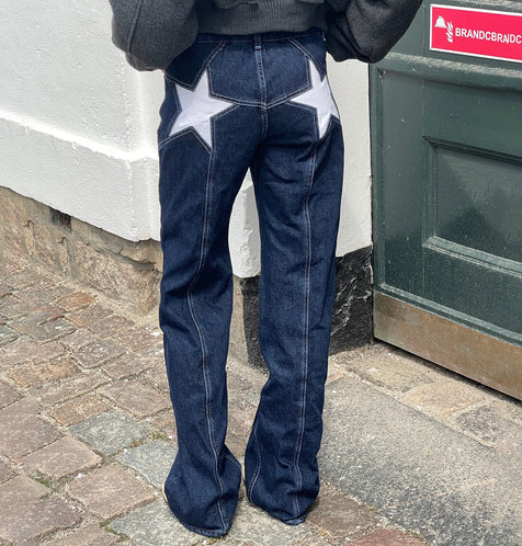 Arcadia Designer Cut Vintage Denim Jeans Loose Straight Legs Low Waist