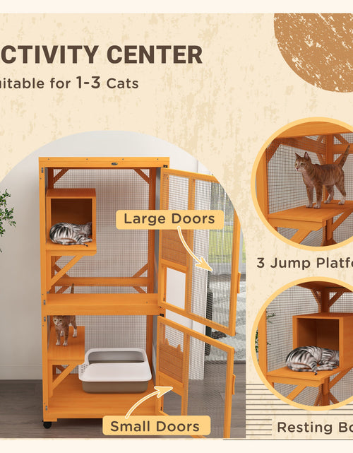 Load image into Gallery viewer, Cat Tree House with Scratching Post and Wheels
