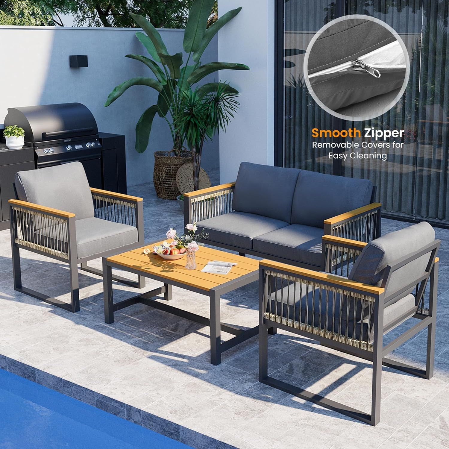 Arcadia 4 Pieces Outdoor Patio Furniture