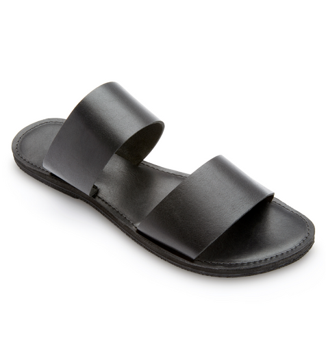 Arcadia Black Genuine Cowhide Leather Ladies Sandal