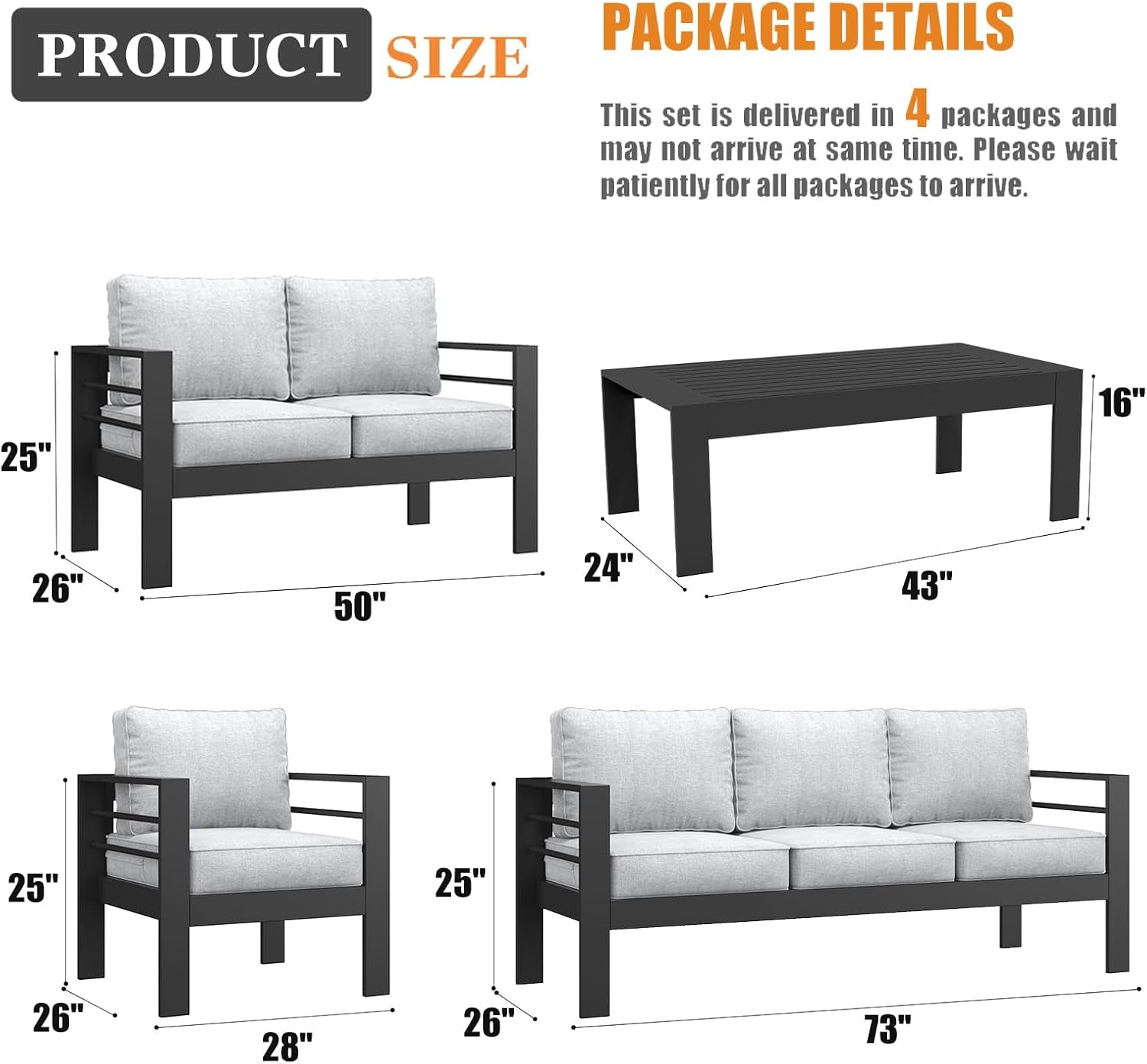 Arcadia 5 Pieces Weatherproof Patio Furniture Set