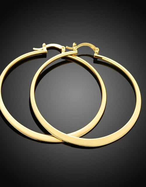 Load image into Gallery viewer, 2&quot; Flat Hoop Earrings in 18K Gold Plated
