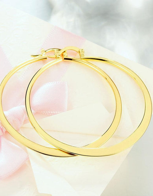 Load image into Gallery viewer, 2&quot; Flat Hoop Earrings in 18K Gold Plated
