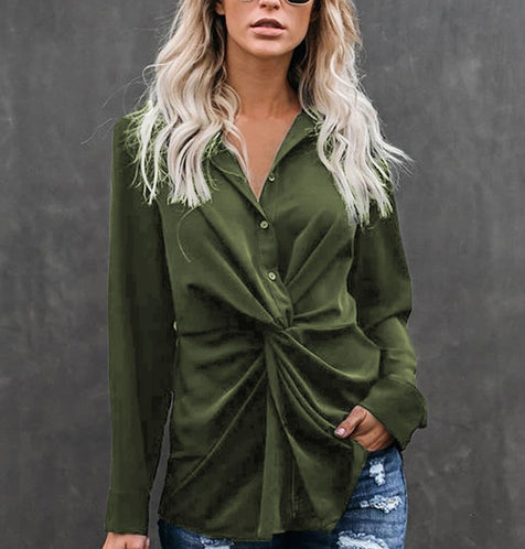 Arcadia Classic Green Button Down Blouse