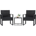 Arcadia 3-Piece Patio Furniture Set with 2 Black Patio Chairs and Table