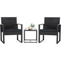 Arcadia 3-Piece Patio Furniture Set with 2 Black Patio Chairs and Table