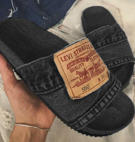 Arcadia Denim Flat Slides