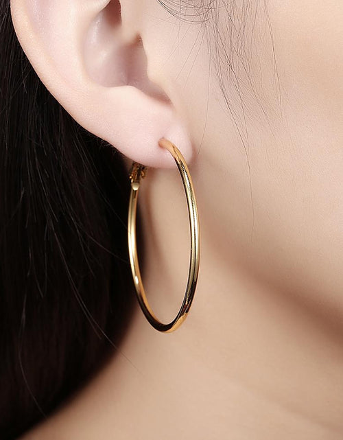 Load image into Gallery viewer, 42mm Round Hoop Earring in 18K Gold Plated
